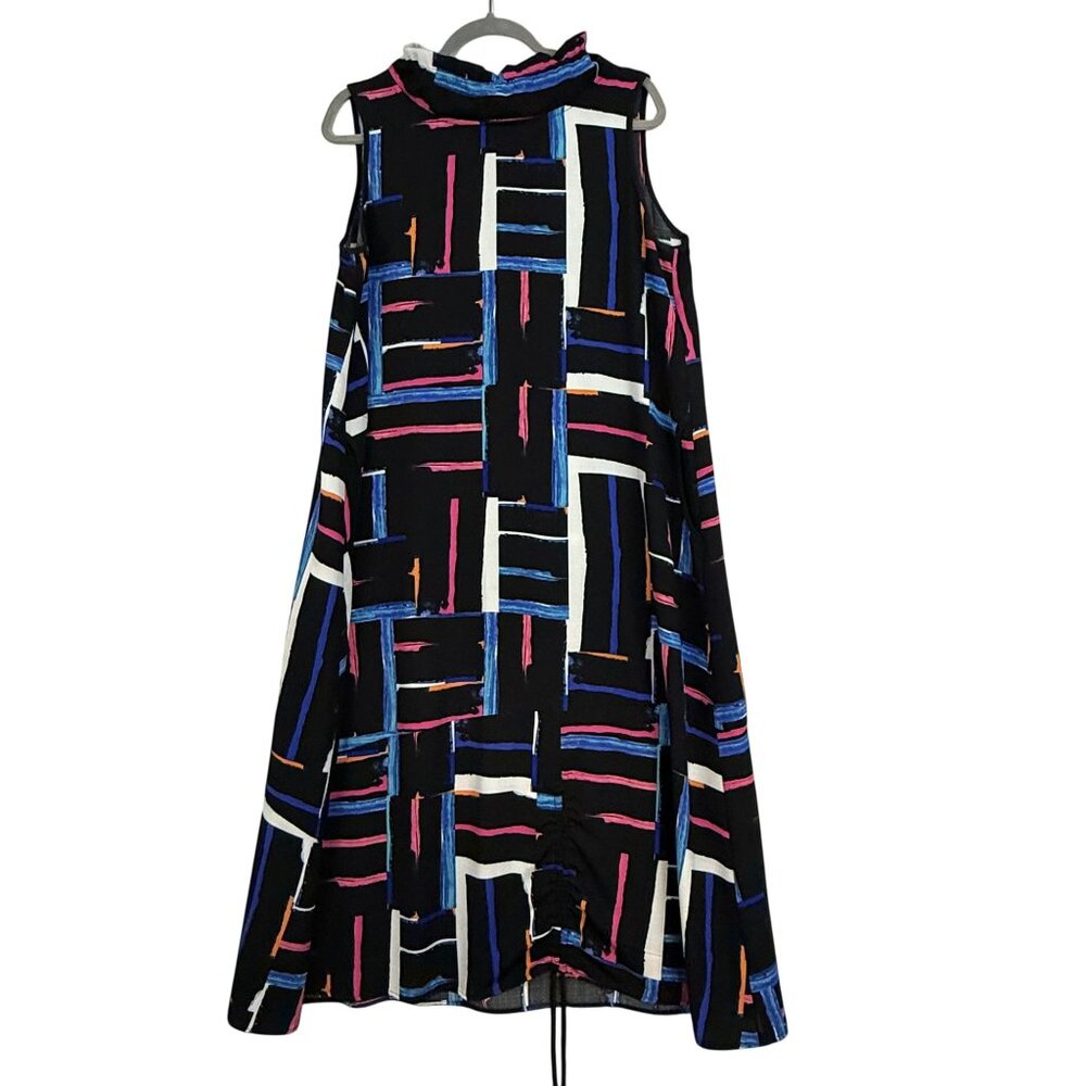 Joseph Ribkoff Dress Women's 12 Sleeveless Shift Dress Pockets Abstract Print